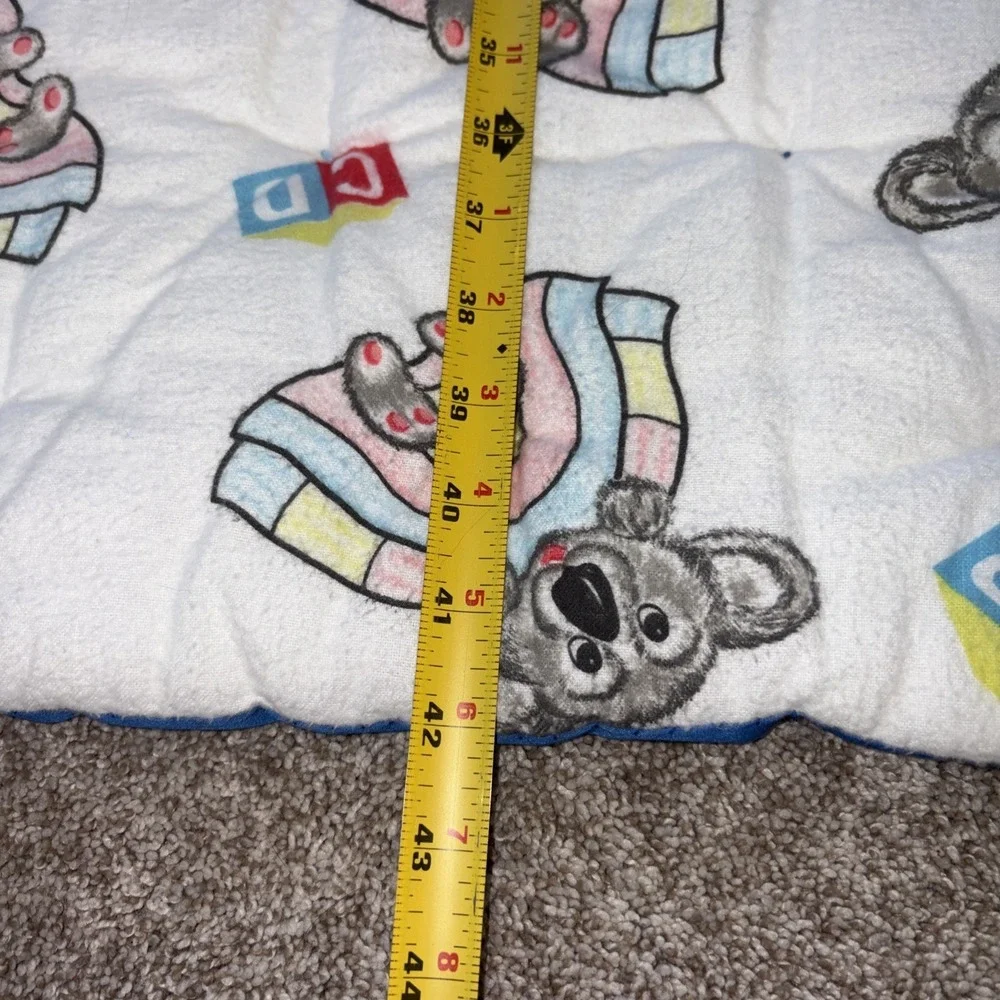 Vtg Baby Nursery Quilt Yarn Tied Peter Rabbit Koala Bear‎ Flannel Blanket
